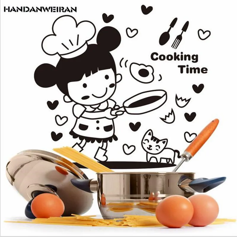 

1 PCS Chef's Kitchen Chef's Restaurant For Dining Table Background Wall Sticker Cabinet DIY Home Decor 30*30CM HANDANWEIRAN