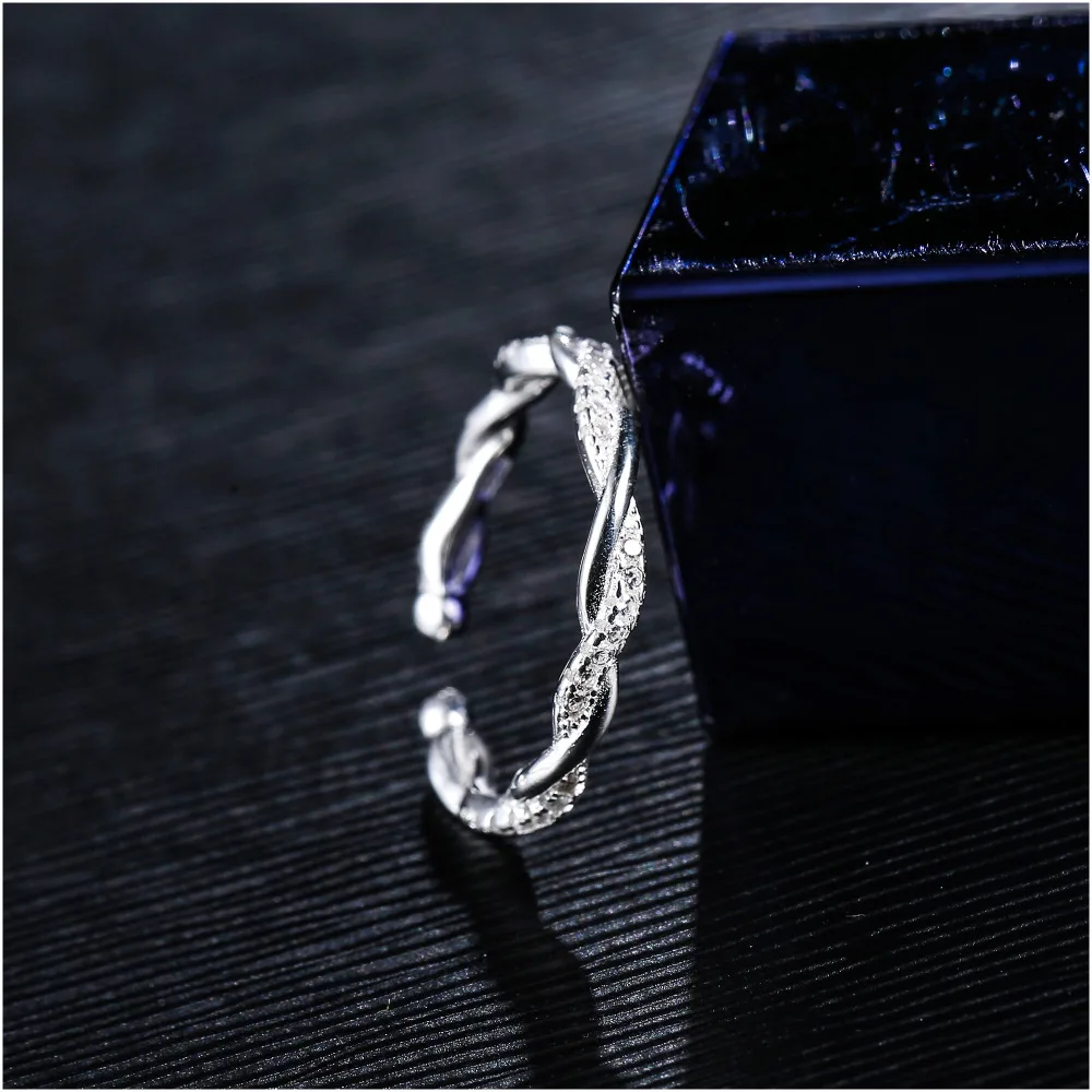 Fashion 925 Sterling Silver Twisted Rings with Clear CZ Authentic Twist Of Fate Stackable Jewelry for Women Girls Gift (8)