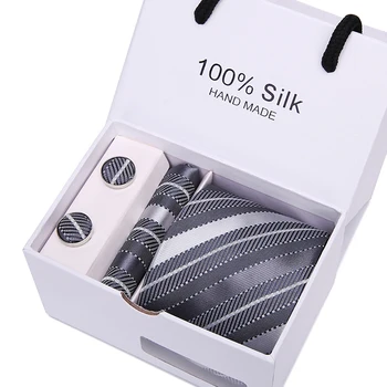 

Men Paisley Tie Pocket Square Classic Party Wedding Fashion flower Silk Woven Business Necktie Handkerchief group tie box gift