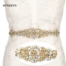 Золотой бисер кристаллы свадебные ленты для невесты белый/цвета слоновой кости ремень блестящие свадебные аксессуары cinturon novia SBE01