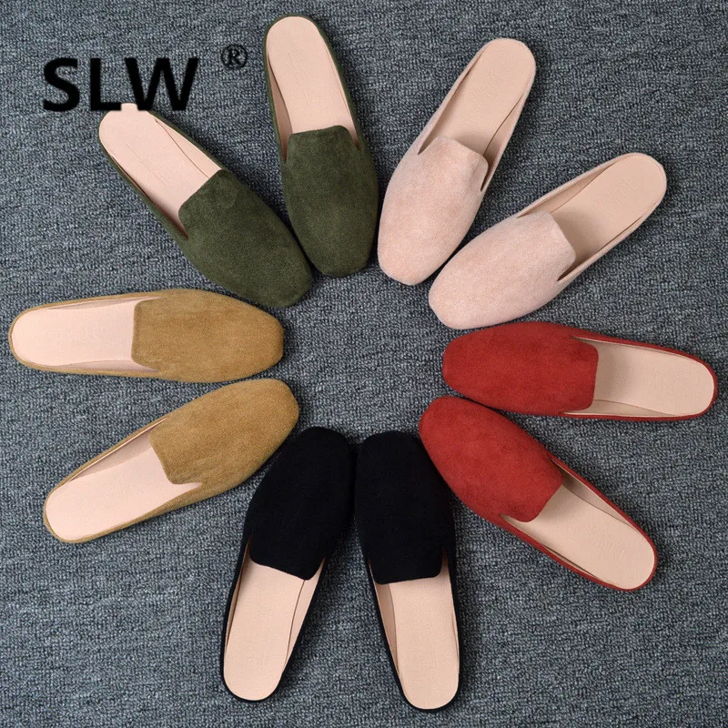 

multicolor lazy slides female big size 34-43 lazy shoes spring comfort loafers 2019 brand design slippers woman flats shoe