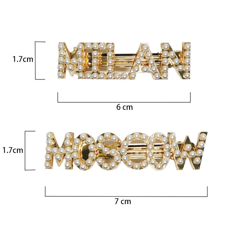 Новая мода имитирующий жемчуг буквы заколки для волос для женщин город Париж Нью-Йорк Токийский Лондон шпильки заколки аксессуары