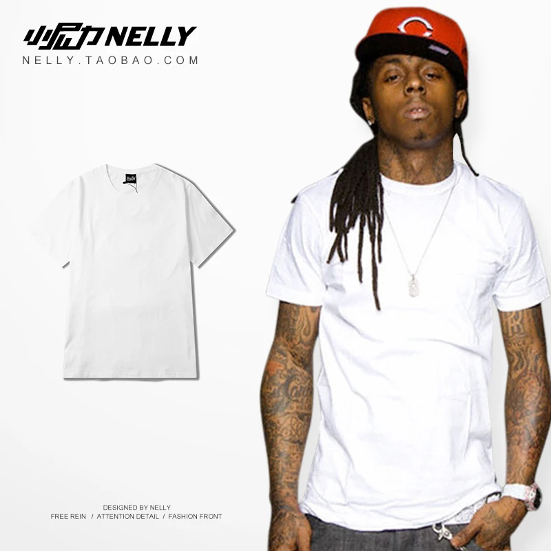 Nelly 2019 Лето Простой хип-хоп сплошной цвет футболка с короткими рукавами Дикий