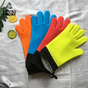 

2Pcs Kitchen Baking Anti-scalding High Temperature Silicone Glove Restaurant Dessert Shop Thicken Non-slip Microwave Oven Gloves