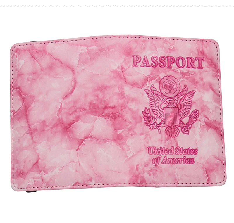 Серый двуглавый Мраморный из искусственной кожи Обложка для паспорта путешествия с бандажной сумкой Обложка для паспорта кошелек