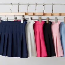 6 цветов Весна Лето Девочки милые мини плиссированные юбки женские консервативный стиль с высокой талией однотонные тонкие короткие юбки для студентов