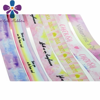 

100yards/roll 1"25mm "Love Words" Printed Single Face Satin Ribbon (Only Back is Stain) Sweet Heart DIY Valentine's Day Decor