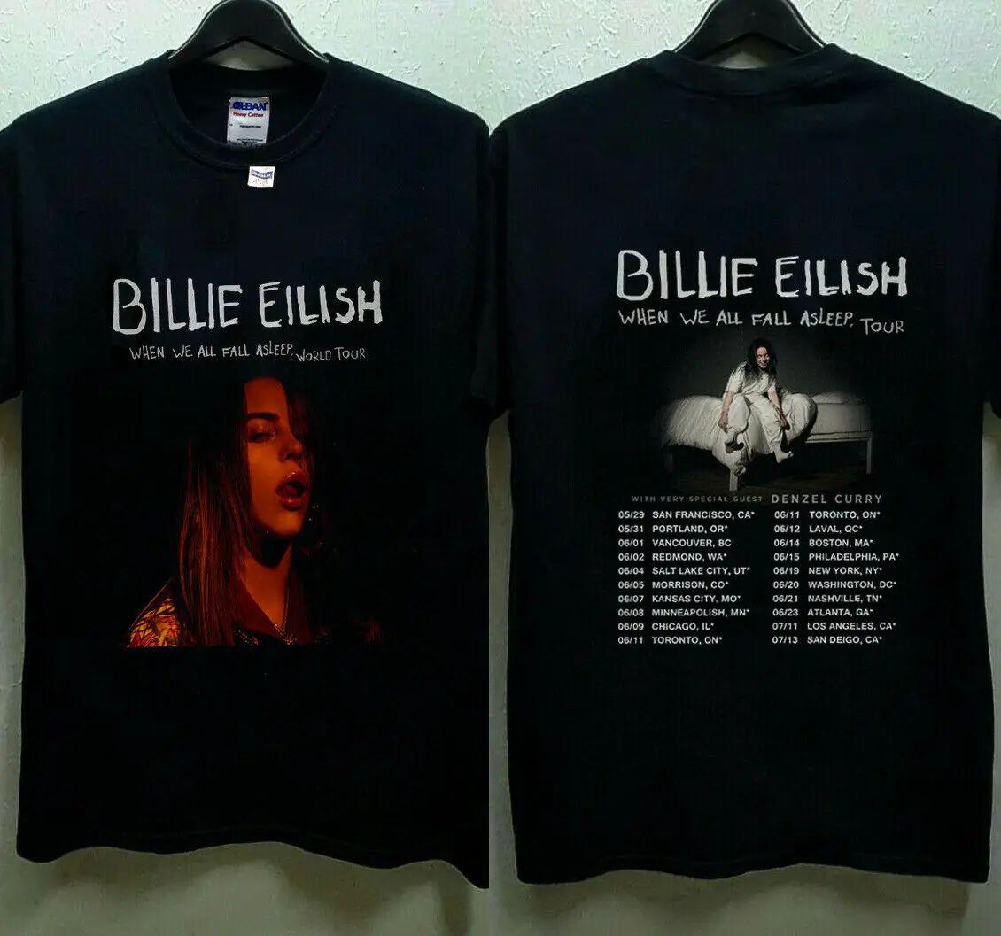 Billie Eilish World Tour, футболка со специальным гостем, DENZEL CURRY, размеры S-3XL, летняя хлопковая модная футболка с короткими рукавами