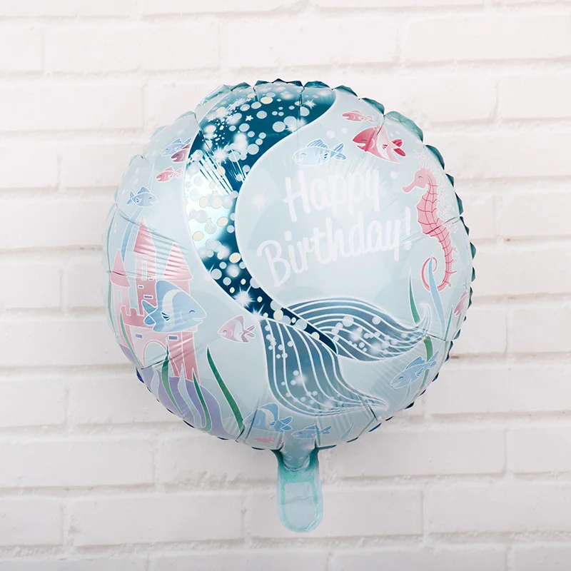 Тема Русалочки воздушные шары для вечеринок Дети милость Русалка День Рождения украшения детский душ Летний морской пляж вечерние поставки - Цвет: round 4
