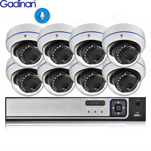 Gadinan 8CH 4MP CCTV безопасности NVR комплект системы 4MP 3MP POE аудио запись Купол Открытый POE IP камера P2P комплект видеонаблюдения - Цвет: 8CH NVR and 8 Camera