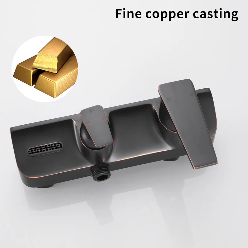 GEYO Bronze Black Bathroom Shower Faucet Mixer Wall Mount 8