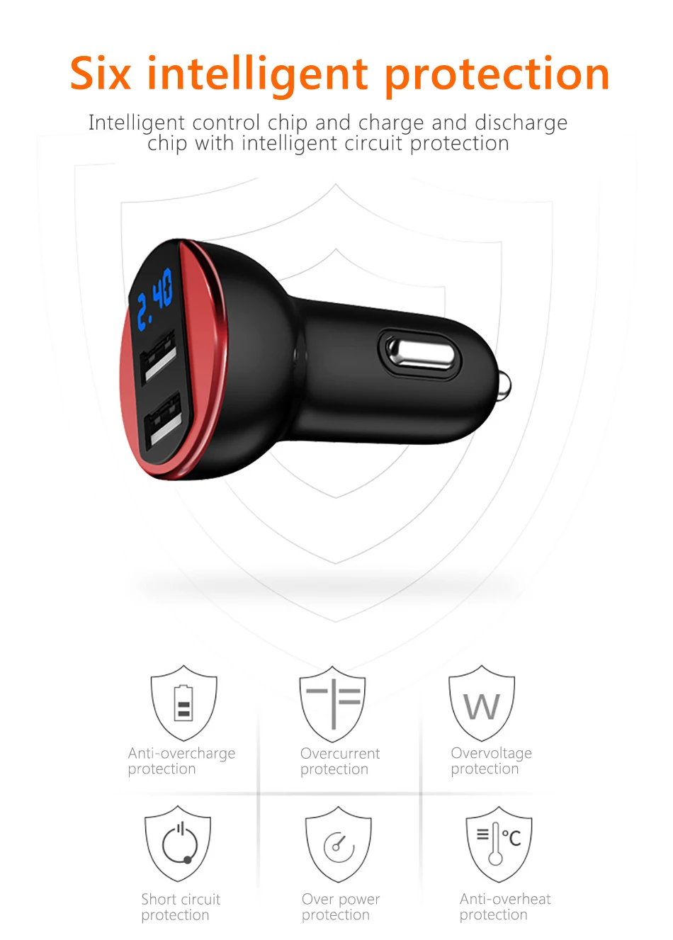 !ACCEZZ Dual Port USB Car Charger Digital Display For Iphone XS XR X 8 Plus Car Phone Charge Adapter Universal For Samsung S9 S8 (6)