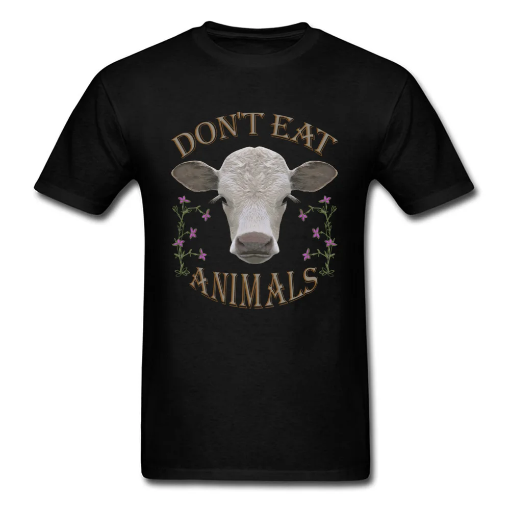 DONT EAT ANIMALS T Shirt Short Sleeve Hip hop Prevailing Mens Autumn Tops & Tees Hip hop Tee Shirts Crew Neck All Cotton DONT EAT ANIMALS black