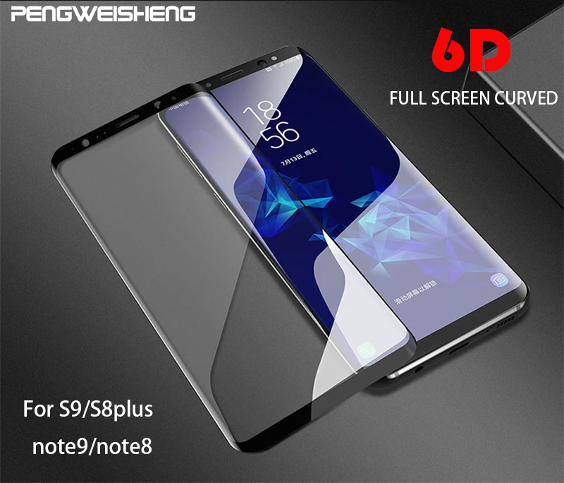 6D Full Curved Cover Tempered Glass For Samsung Galaxy Note 9 Note 8 Screen Protector Film For Samsung S9plus s8plus