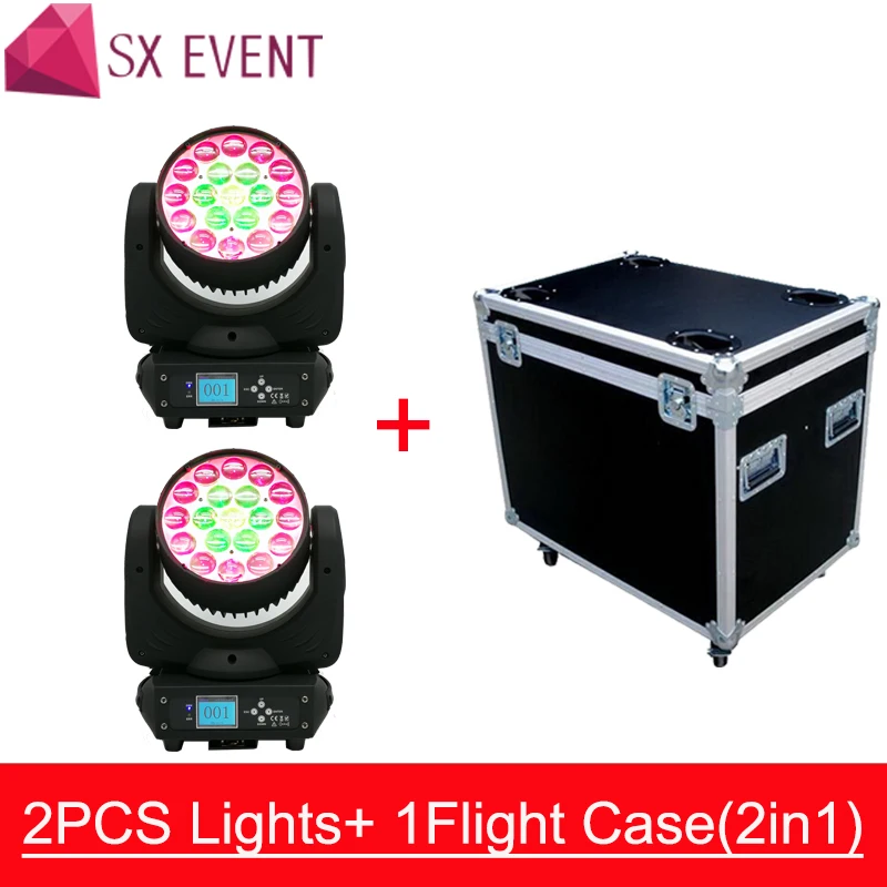 Flight Case 2in1 Pack 19*15W RGBW Led Moving Head Zoom Spot Wash light DMX Disco Party Club DJ Equipment Stage Effect Lights | Лампы и