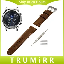22mm Italien Véritable Bande de Montre En Cuir + Outil pour Samsung Gear S3 Classique Frontière Boucle Ardillon En Acier Inoxydable Bracelet Bracelet