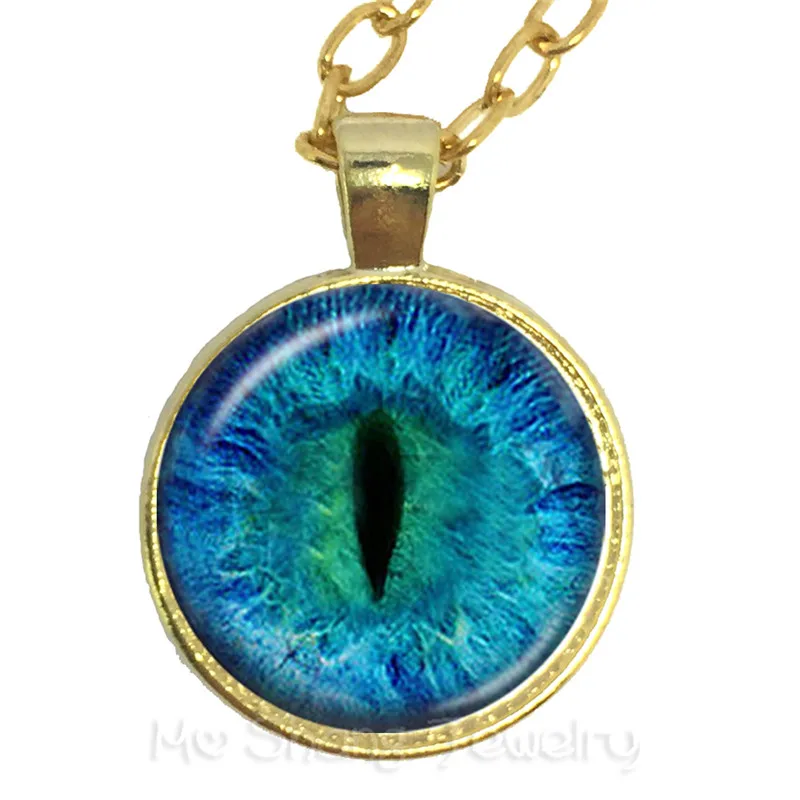 Модное цветное ожерелье от сглаза красивое животное дракон кошачий глаз сердце 25 мм стеклянный кабошон кулон подарок для фридендов - Окраска металла: 8