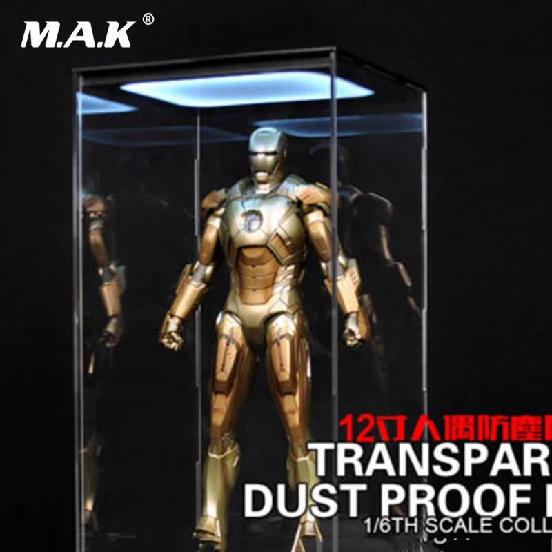 

1:6 DIY transparent dust proof box/display case with light F 12" figure