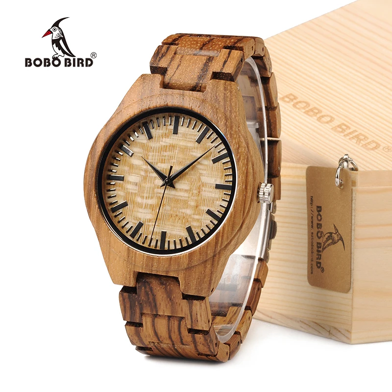 BOBO BIRD G23 Men Watches Simple Plate All Zebra Wood Watch Relogio Masculino