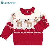 Encontrar/Детские свитера с рисунком оленя, детские пуловеры с круглым вырезом и рисунком для девочек, весенне-Осенняя детская Свободная блузка, 6 мес.-24 месяца, DC329