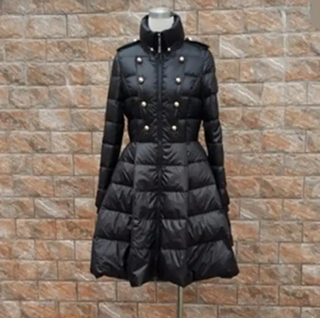 New Women Down Jackets Warm Long Coat Swing Ladies Outwear Double-breasted Padded Coat