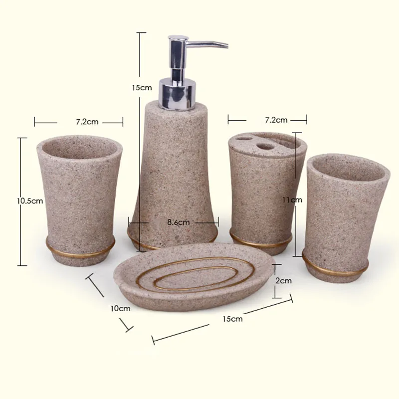 5 Pcs Resin Bathroom Accessories Set Lotion Dispenser Toothbrush 5 Pcs Resin Bathroom Accessories Set Lotion Dispenser Toothbrush Holder Soap Dish 2 Tumbler Sets M25 In Bath Hardware From Home Improvement On