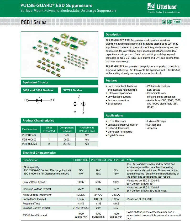 100 шт. x 0603 SMD полимерные ESD подавители для Littelfuse резистор PGB1010603 PGB1010603NR