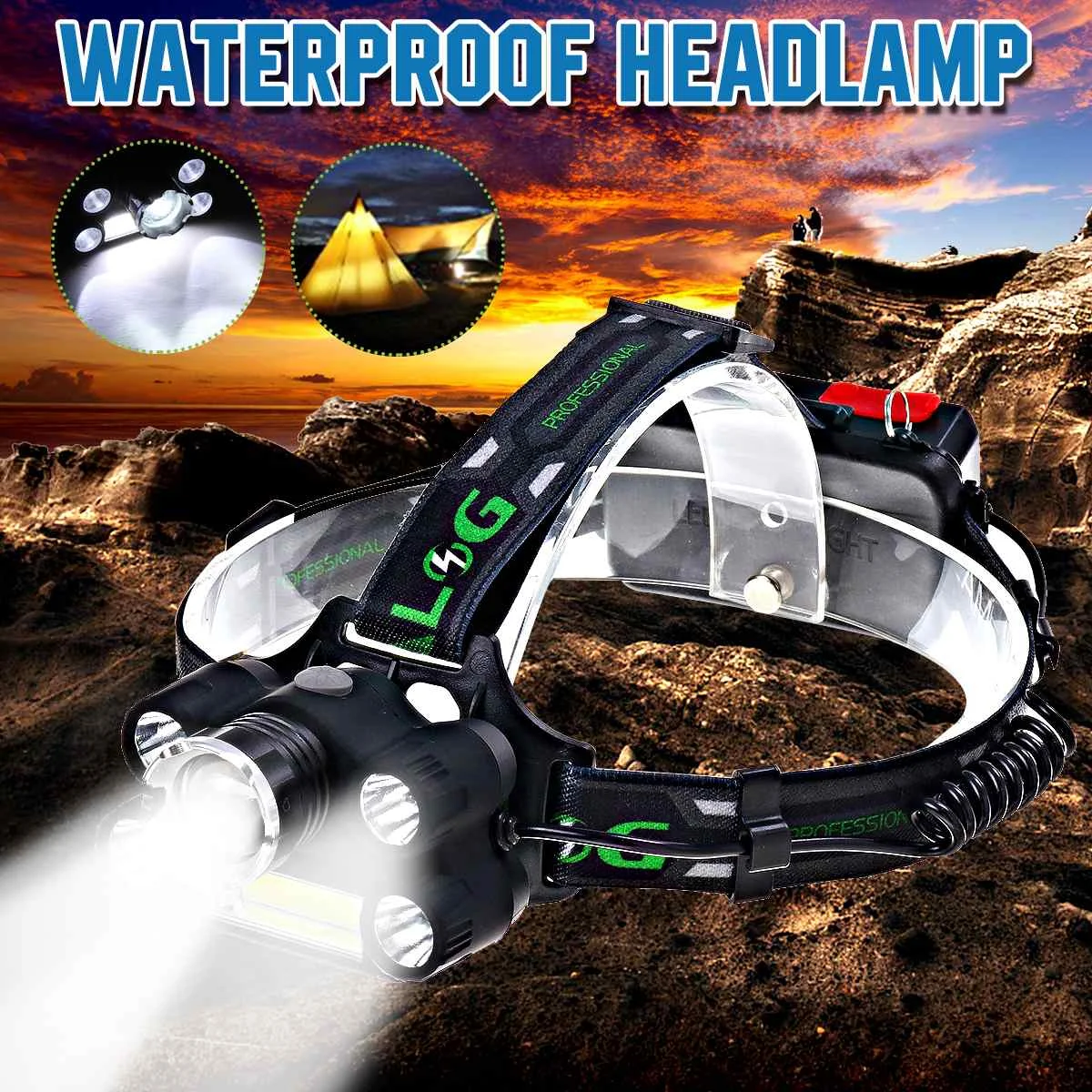 

Smuxi IPX3 Outdoors 5 Lamps Multi-source Zoom Adjustable Charging Headlight LED Headlamp+ 2 Rechargeable Li-ion Batteries
