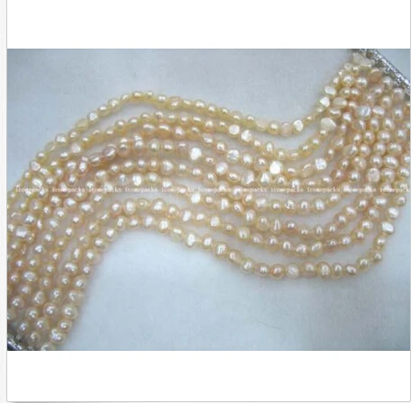 

8 rows 7.5" pink baroque freshwater pearl bracelet @^Noble style Natural Fine jewe SHIPPING 5.25