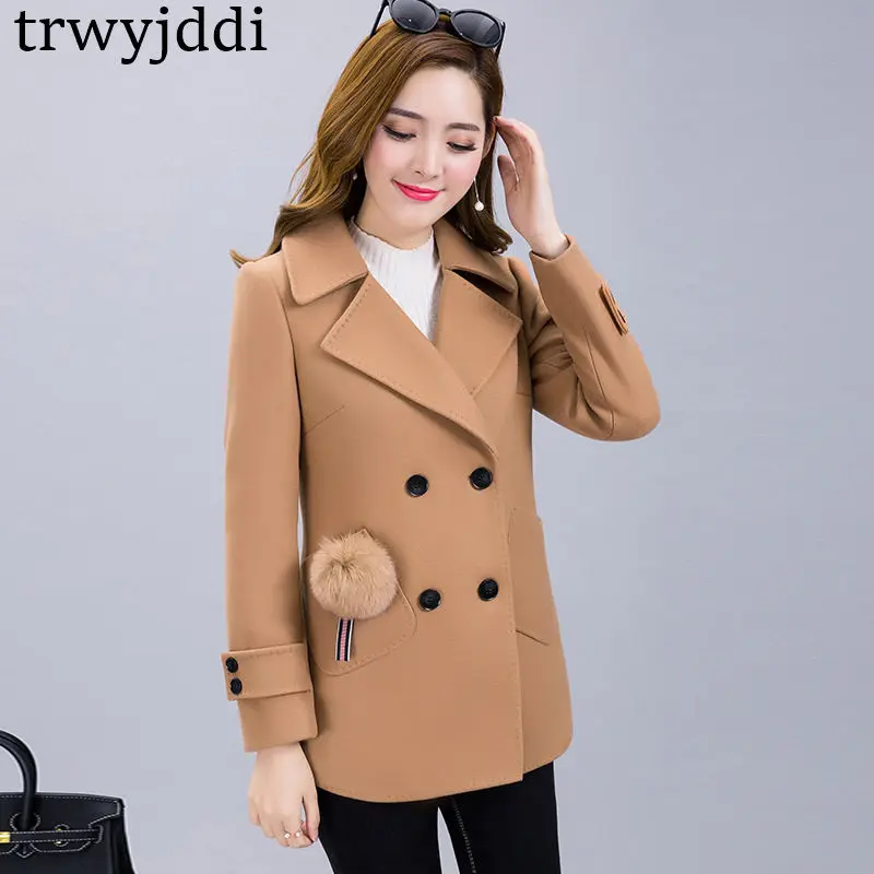 Automne Taille Grande A813 Paragraphe De Laine Nouveau Hiver breasted caramel 2018 Manteau Veste Femme Court Double Femmes Beige red Coréenne VqSzMUpG