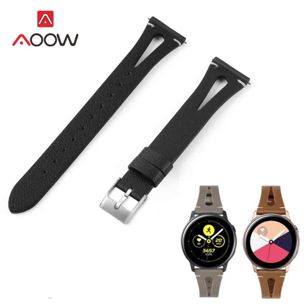 

20mm Genuine Leather Watchband for Samsung Galaxy Watch Active 42mm Gear S2 Amazfit BIP Bracelet Band Strap for SM-R500 SM-R810