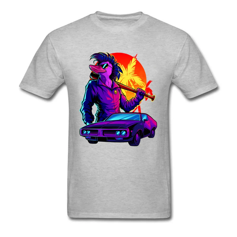 Miami Duck Normal Tops & Tees Short Sleeve for Men Pure Cotton Summer Autumn Crewneck T-shirts Unique Tee Shirt Dominant Miami Duck grey