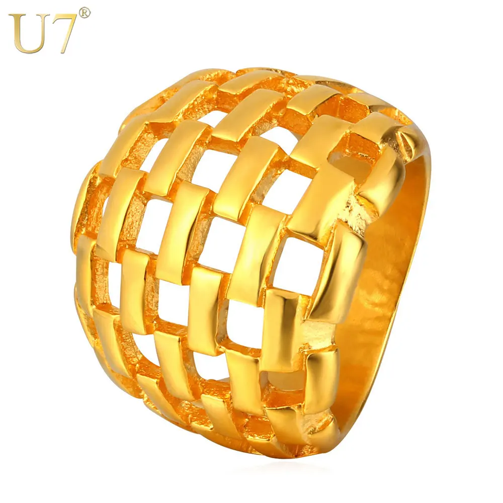 Buy U7 Big Ring Men Jewelry Wholesale Gold Color 21MM