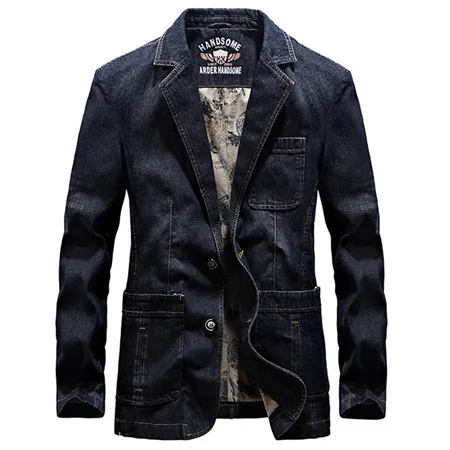 Европейский стиль, мужская джинсовая куртка, брендовые весенние деловые мужские джинсовые куртки и пальто размера плюс 4XL, Мужская Уличная одежда C1583 - Цвет: Черный