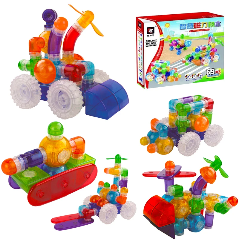 Fashion Children Baby Pipe Toys Magnetic Building Blocks Toys Model DIY Educational Construction Magnetic Designer Bricks 69 pcs baby-building-blocks