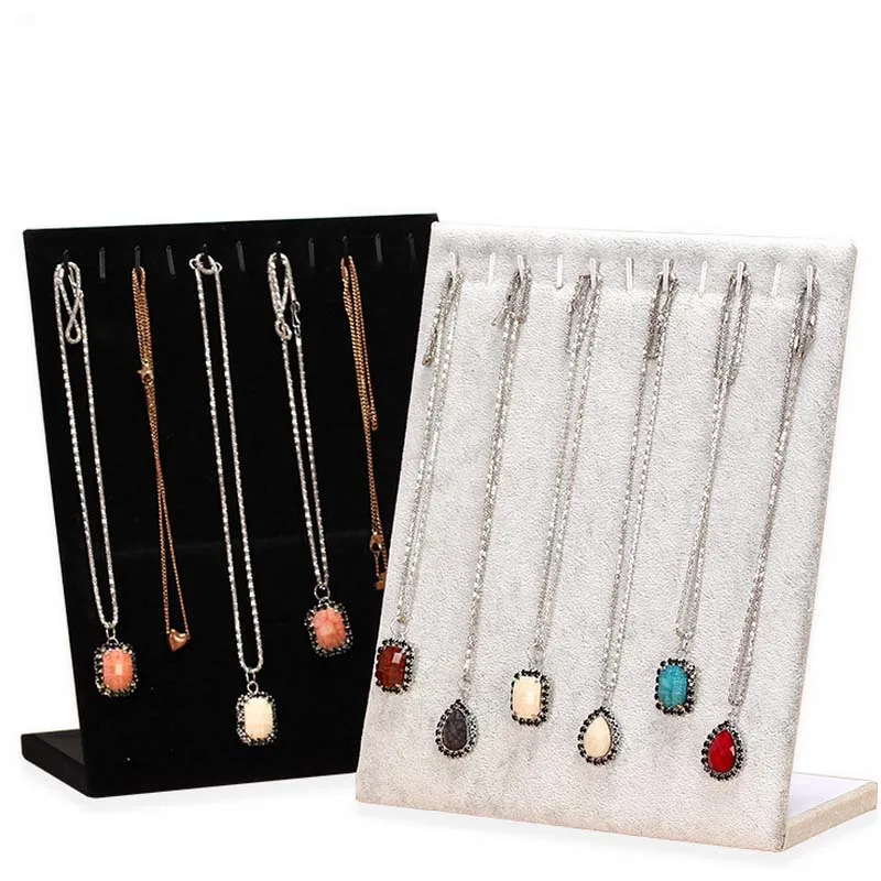 High Quality Classical Gray Velvet Necklace Display Rack Cardbord