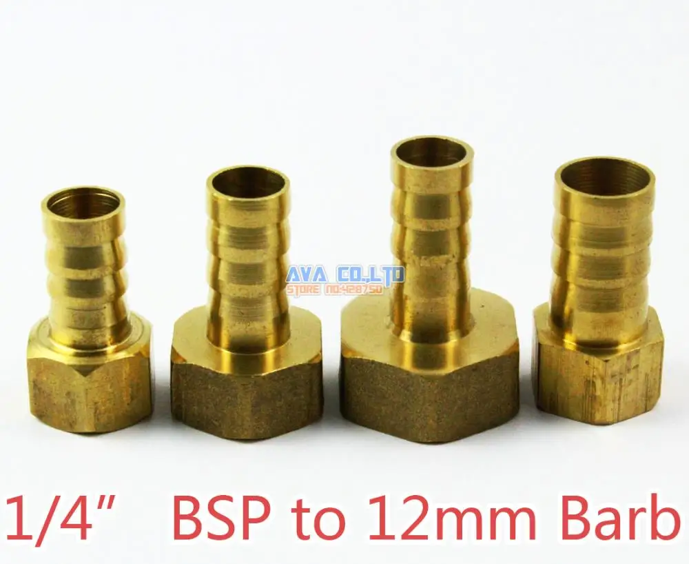 10 Pieces Brass Female 1/4" Bsp To 12mm Barb Hose Tail Fitting Fuel Air