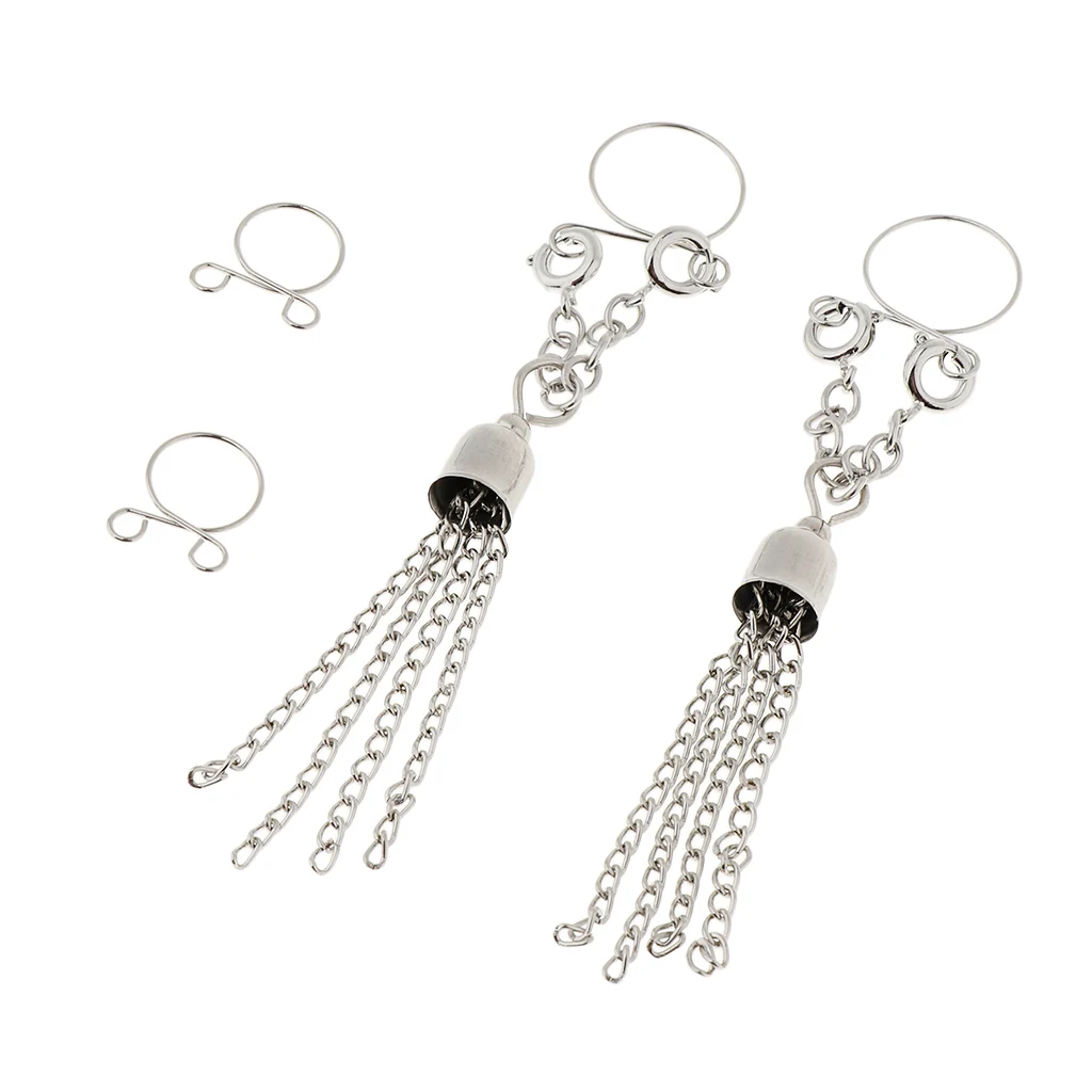 1 Pair Clip On Fake Non Pierce Nipple Rings Crystal Dangle Non Pierced Body Jewelry