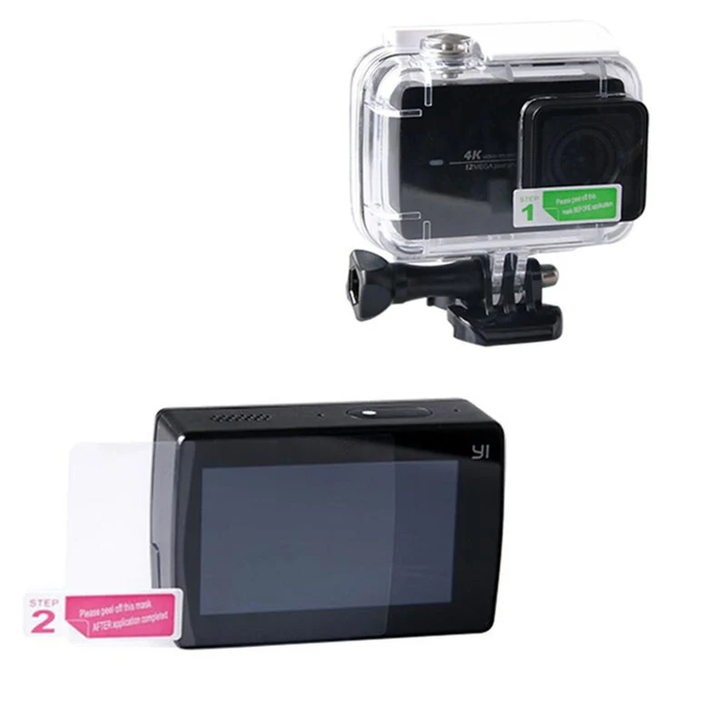Защита ЖК-экрана для Xiaomi Yi 4K аксессуары для камеры водонепроницаемый корпус чехол Защитная пленка для объектива для Xiaomi Yi 2 II