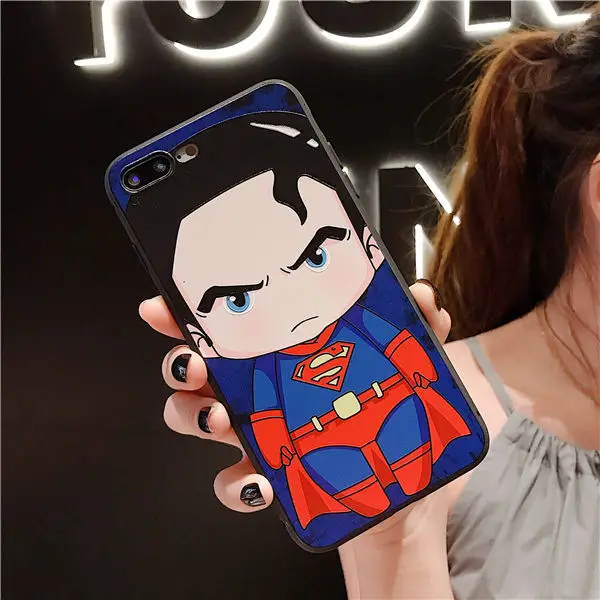 Милый Мультфильм Человек-паук Супермен Ironman герои Marvel чехол для iPhone XS MAX X XR XS iPhone 7 8 6S 6 Plus силиконовый чехол для телефона - Цвет: Superman 1