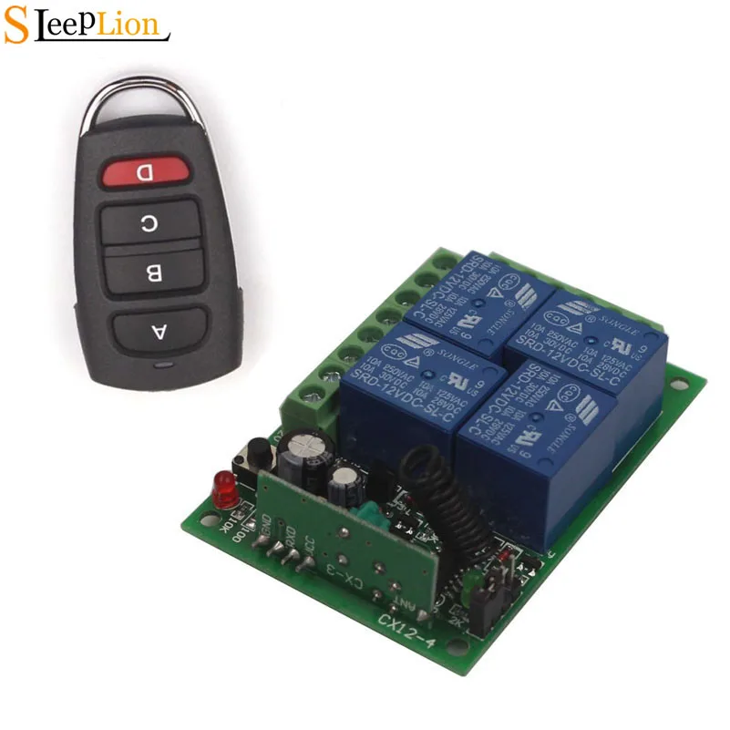 

Sleeplion 24V 4CH Channel Relay Wireless Remote Control ON/OFF Switch 24V 4CH Transmitter Receiver Module 315MHz 433MHz