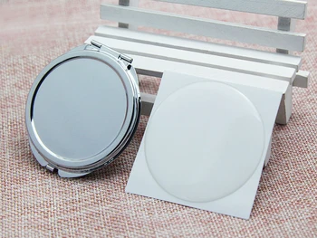 

Round Shape Compact Mirror Blank + epoxy sticker, Metal Makeup Mirror