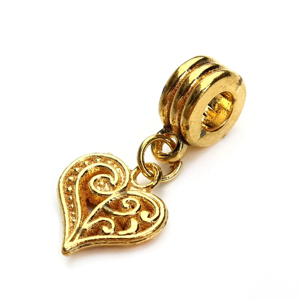 10sets/lot Wholesale Vintage Gold Heart Charms Pendants for Women