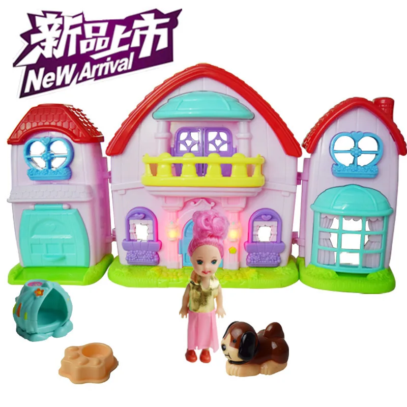 Miniature Doll House Kit Plastic Cheap Dollhouse Dolls Furniture Toy