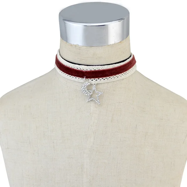 Idealway 3Pcs/set Simple Velvet Neckband Choker Necklace Rhinestone