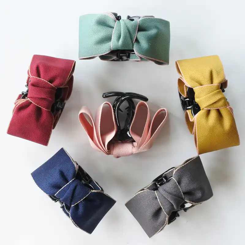 Grosgrain лента для волос банты крошечные Когти для волос для девочек Маленький бант конский хвост заколки для волос аксессуары для женщин заколка с украшением - изображение