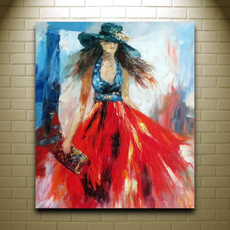 Handmade Women Oil Painting Art Impressionist Wall Painting on Canvas