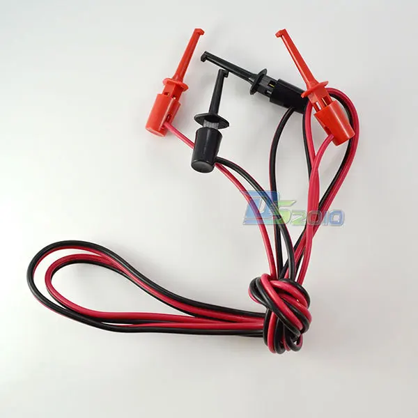 

High Quality3 FT 2Pcs Small Hook Test Clip Cable Probe LeadsBlack&Red Cables Adapter 42mm