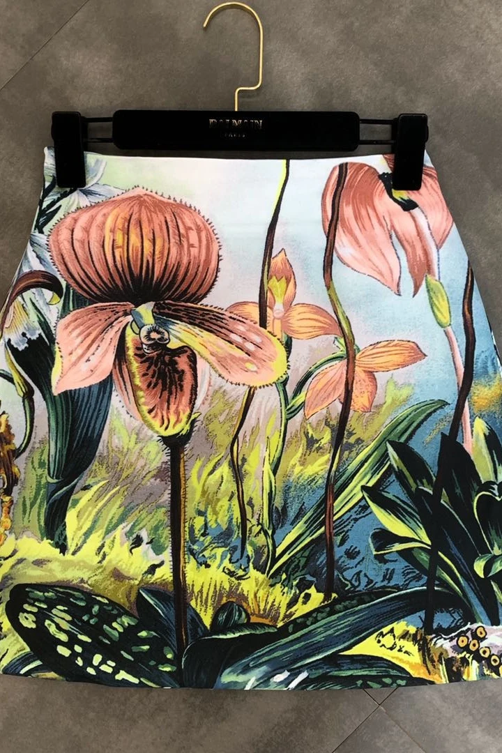 Весна лето 3D Цвет стерео большой цветочный узор Женская трендовая юбка миди Женская
