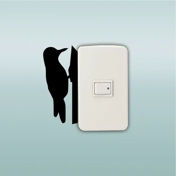 

Bird-15 Wood Pecker Pecking On Light Switch Sticker Cartoon Bird Animal Vinyl Wall Sticker Home Wallpaper